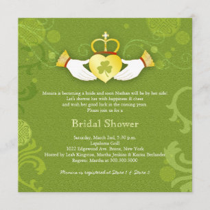 Shamrock Claddagh Heart Irish Bridal Shower Invitation