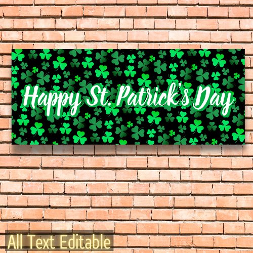 Shamrock Clover Custom Text St Patricks Day Party Banner