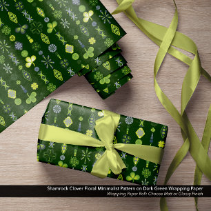 Shamrock Clover Floral Minimalist Pattern Wrapping Paper