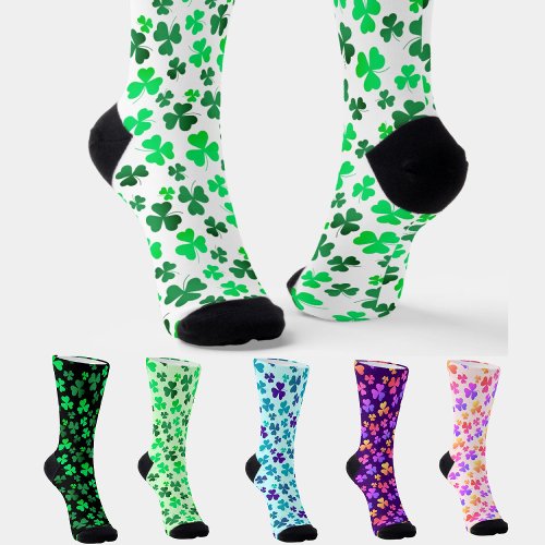 Shamrock Clover Green Leaf Foliage Ireland Elegant Socks