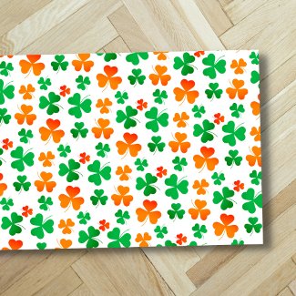 Shamrock Clover Green Orange Retro Elegant Irish