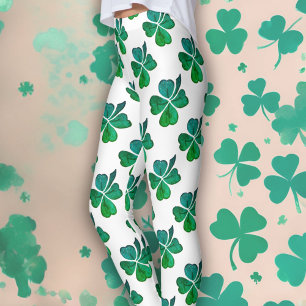 Shamrock Clover Green Pattern St. Patrick`s Day Leggings