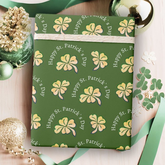 Shamrock Clover Green St. Patrick`s Day Wrapping Paper (Creator Uploaded)