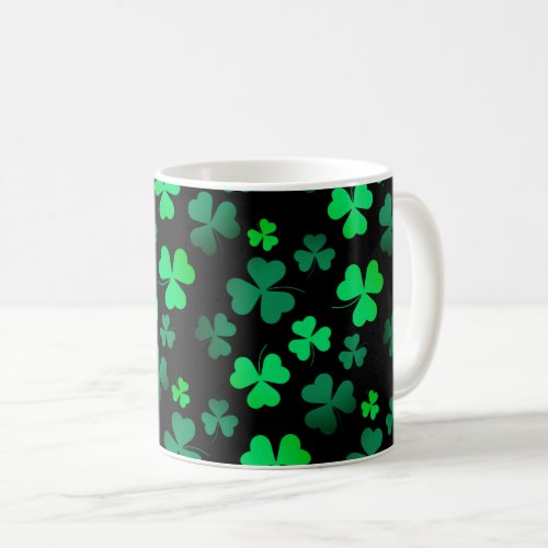 Shamrock Clover Ireland Irish Modern Green  Black Coffee Mug