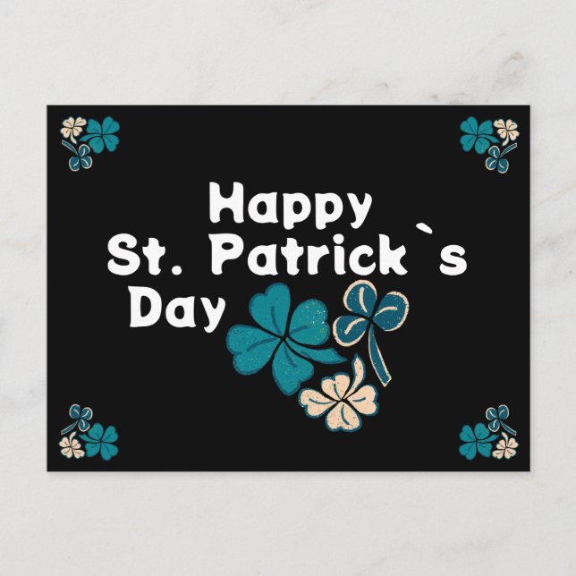 Shamrock Clover Irish Happy St. Patrick`s Day Holiday Postcard (Front)
