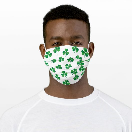 Shamrock Clover Luck 'O The Irish Pattern Adult Cloth Face Mask (Worn)