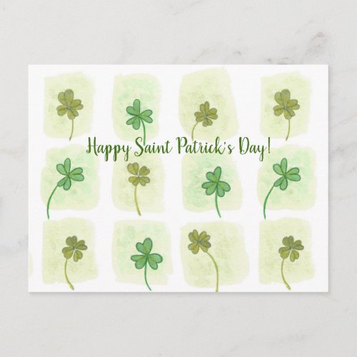 Shamrock Clover Patchwork Watercolor Postcards