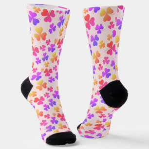 Shamrock Clover Patel Pink Watercolor Elegant Chic Socks