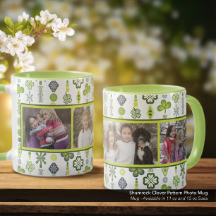 Shamrock Clover Pattern Photo Mug