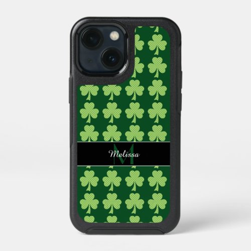 Shamrock Clover Polka dots Patricks Day Monogram iPhone 13 Mini Case