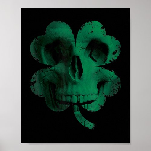 Shamrock Clover Skull Irish St Patricks Day  Poster