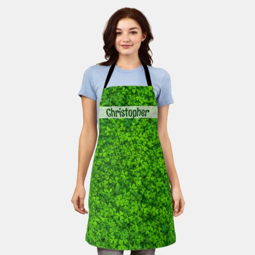 Shamrock Clovers Add Name Apron