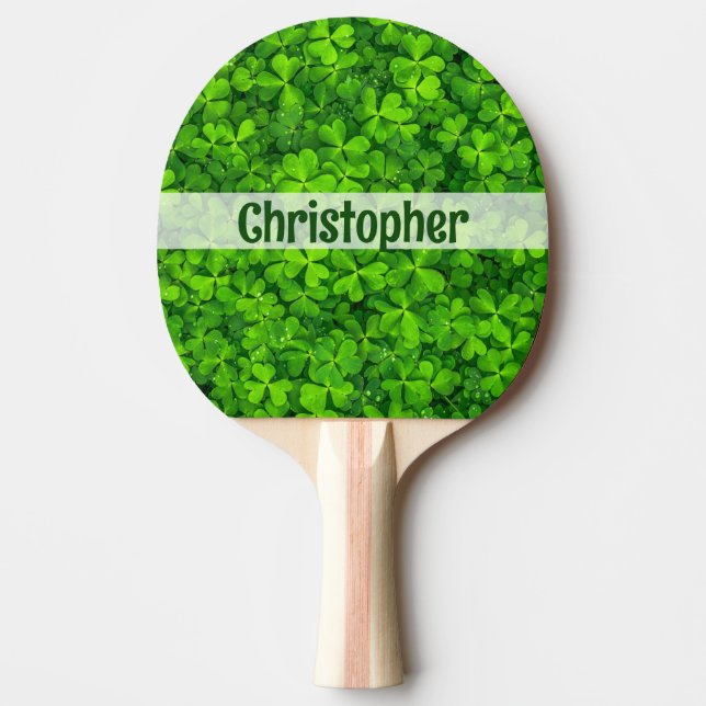 Shamrock Clovers Add Name Ping Pong Paddle (Front)