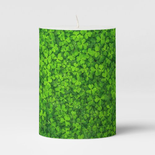 Shamrock Clovers Green Irish Floral Ireland Pillar Candle