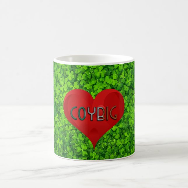Shamrock Clovers Green Irish Heart COYBIG Ireland Coffee Mug (Center)
