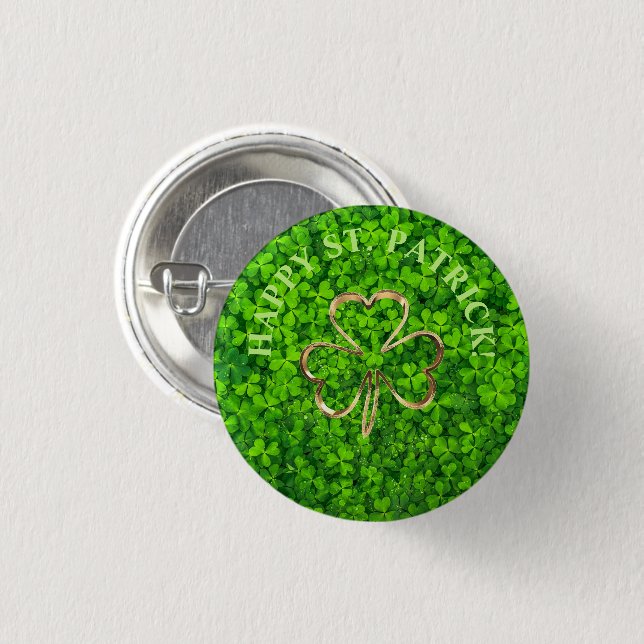 Shamrock Clovers Green Irish Symbol Ireland Button (Front & Back)