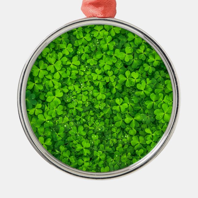 Shamrock Clovers Green Irish Symbol Ireland Metal Ornament (Front)