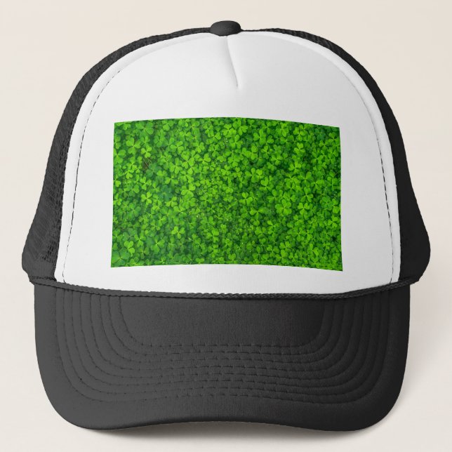 Shamrock Clovers Green Irish Symbol Ireland Trucker Hat (Front)