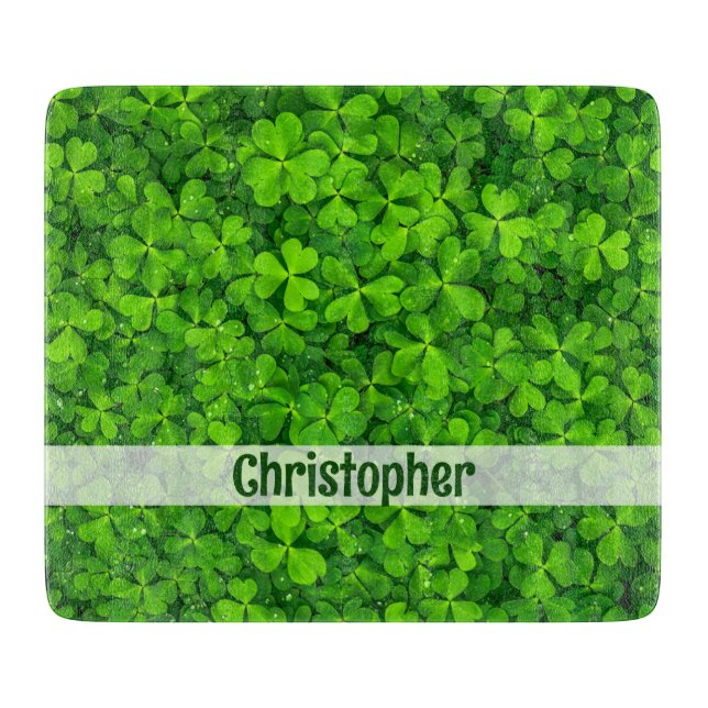 Shamrock Clovers Personalized Cutting Board (Front)