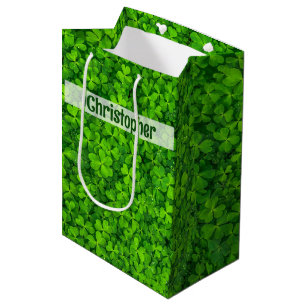 Shamrock Clovers Personalized Medium Gift Bag