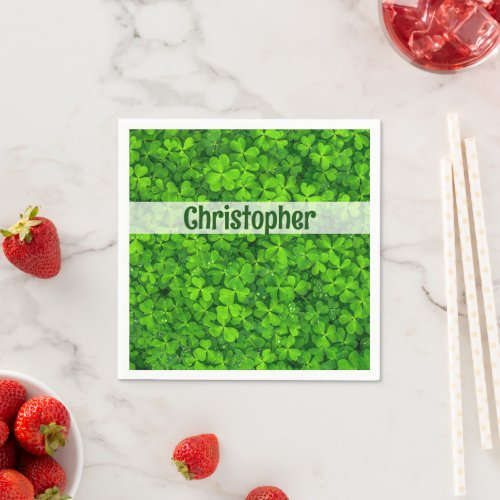 Shamrock Clovers Personalized Napkins