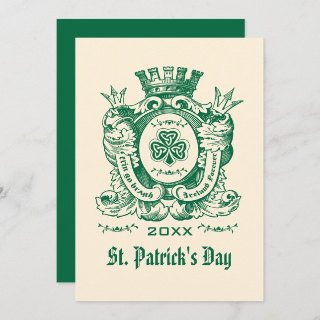 Shamrock Coat of Arm St. Patrick's Day Invitations (Front/Back)