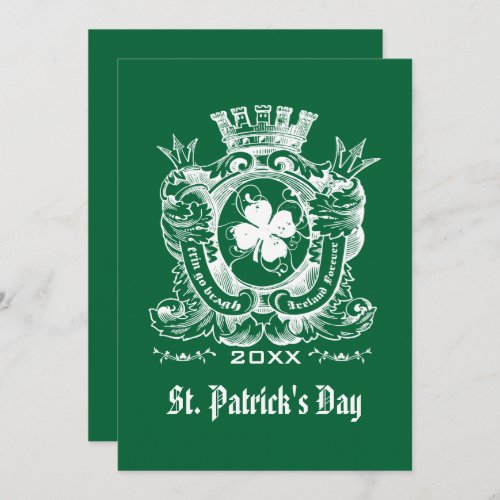 Shamrock Coat of Arm St Patricks Day Party Invitation