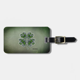 Shamrock Colover  St.Patrick`s Day Green Leather  Luggage Tag