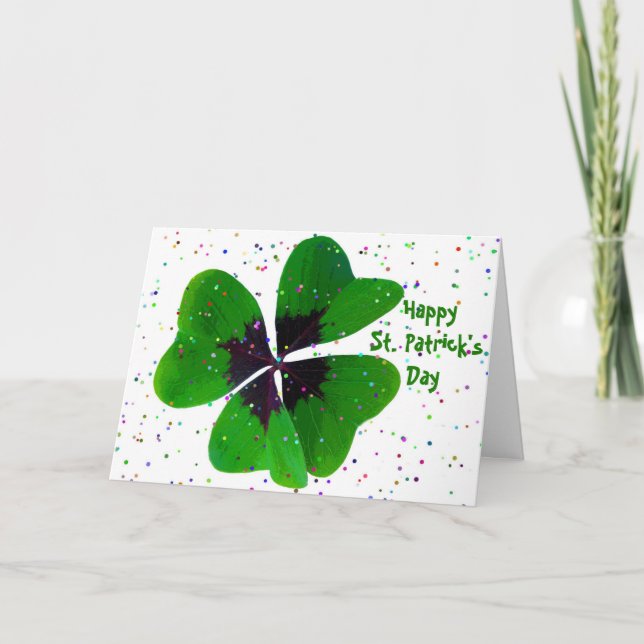 Shamrock Confetti St. Patricks Day Holiday Card (Front)