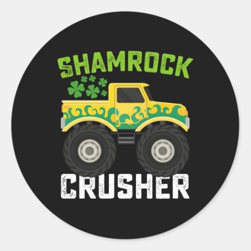 Shamrock Crusher Monster Truck St Patricks Day Classic Round Sticker