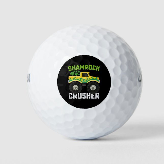 Shamrock Crusher Monster Truck St Patrick's Day Golf Balls (Front)