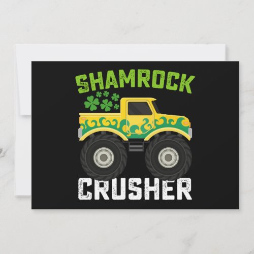 Shamrock Crusher Monster Truck St Patricks Day Invitation