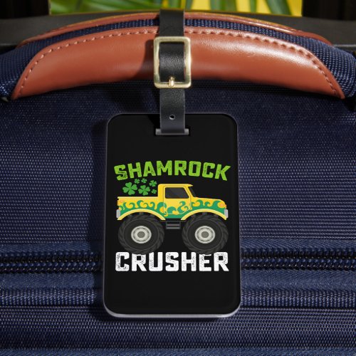 Shamrock Crusher Monster Truck St Patricks Day Luggage Tag