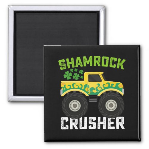 Shamrock Crusher Monster Truck St Patricks Day Magnet
