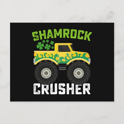 Shamrock Crusher Monster Truck St Patricks Day Postcard