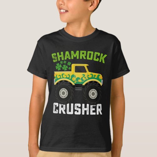 Shamrock Crusher Monster Truck St Patricks Day T_Shirt
