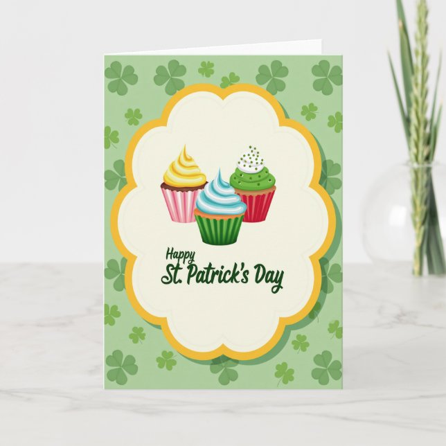 Shamrock Cupcake Celebration Card (Front)