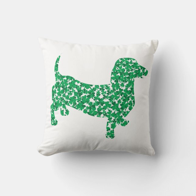 Shamrock Dachshund Throw Pillow (Front)