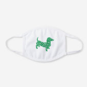 Shamrock Dachshund White Cotton Face Mask (Front)