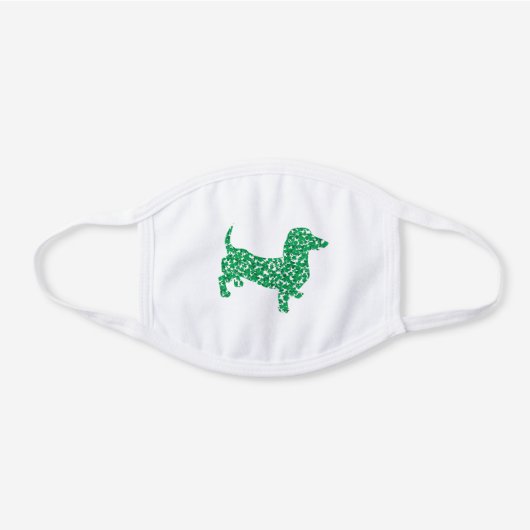 Shamrock Dachshund White Cotton Face Mask (Front)