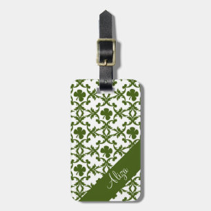 Shamrock Damask Luggage Tag
