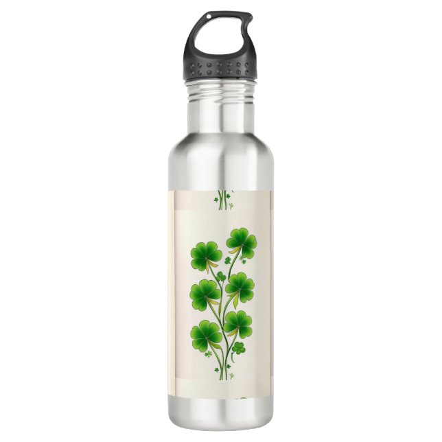 Shamrock Decoration Stainless Steel Water Bottle (Front)