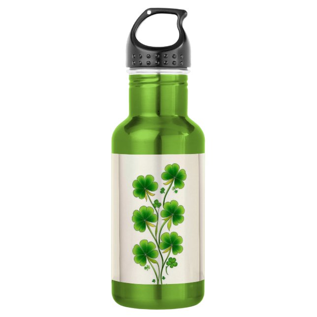 Shamrock Decoration Stainless Steel Water Bottle (Front)