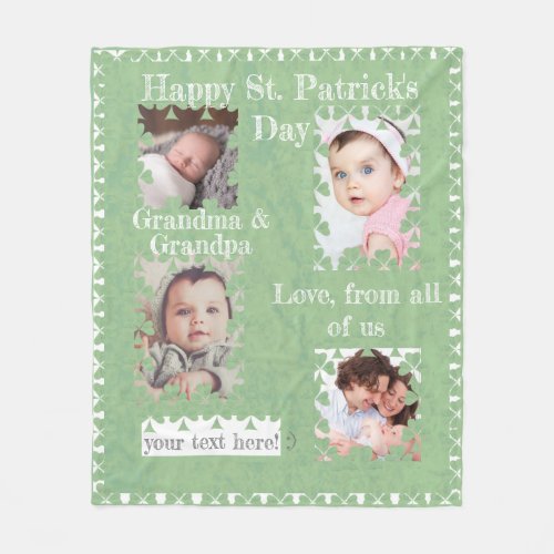 Shamrock Delightful Photo Frames Fleece Blanket