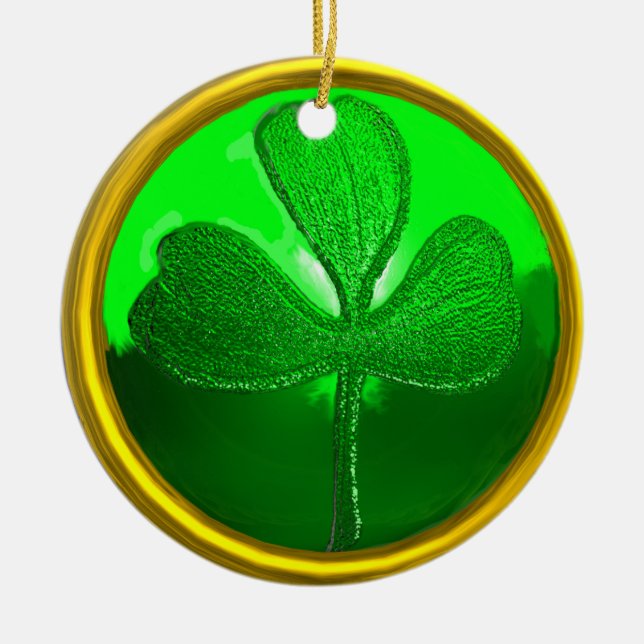 Shamrock detail from SAINT PATRICK'S CELTIC HEART Ceramic Ornament (Front)