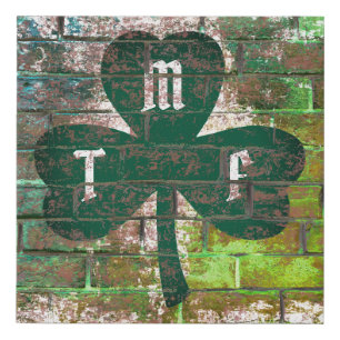 Shamrock Distressed Graffiti Monogrammed Initials Faux Canvas Print