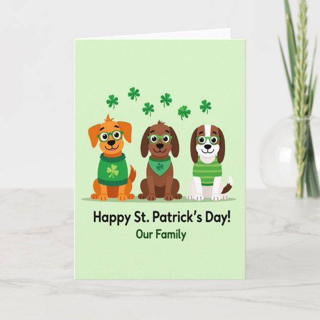 Shamrock Dog Family Holiday Card (Front)