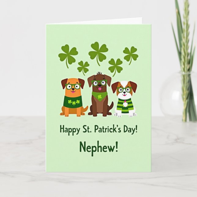 Shamrock Dog Pattern St Patricks Card (Front)