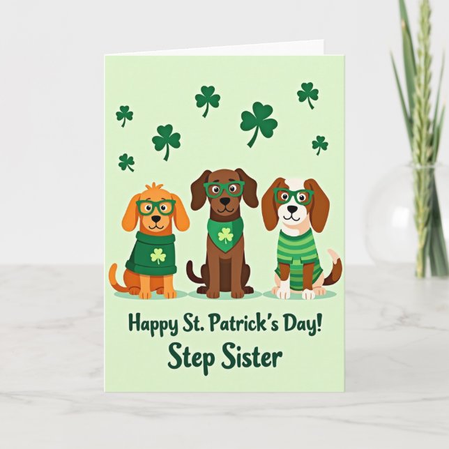 Shamrock Dog Pattern Step Sister Card (Front)