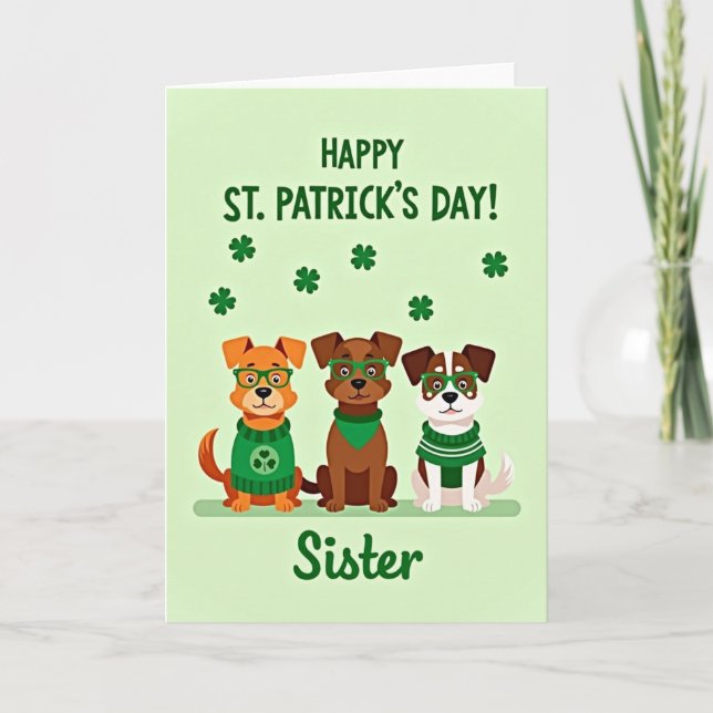 Shamrock Dog Sister St Patricks Card (Front)